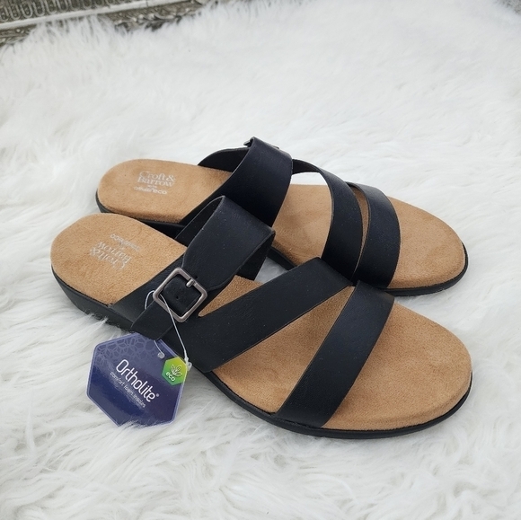 Croft & Barrow Laylah Women's Slide Sandals. Black. Size 11. New.Strappy upper - Picture 1 of 5